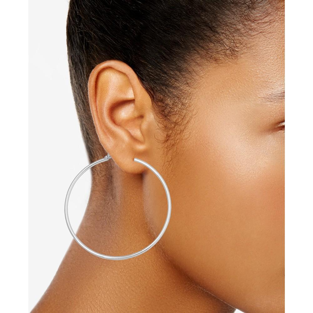 商品Essentials|Silver Plated Large Clip-On Hoop Earrings, 2.16",价格¥149,第4张图片详细描述