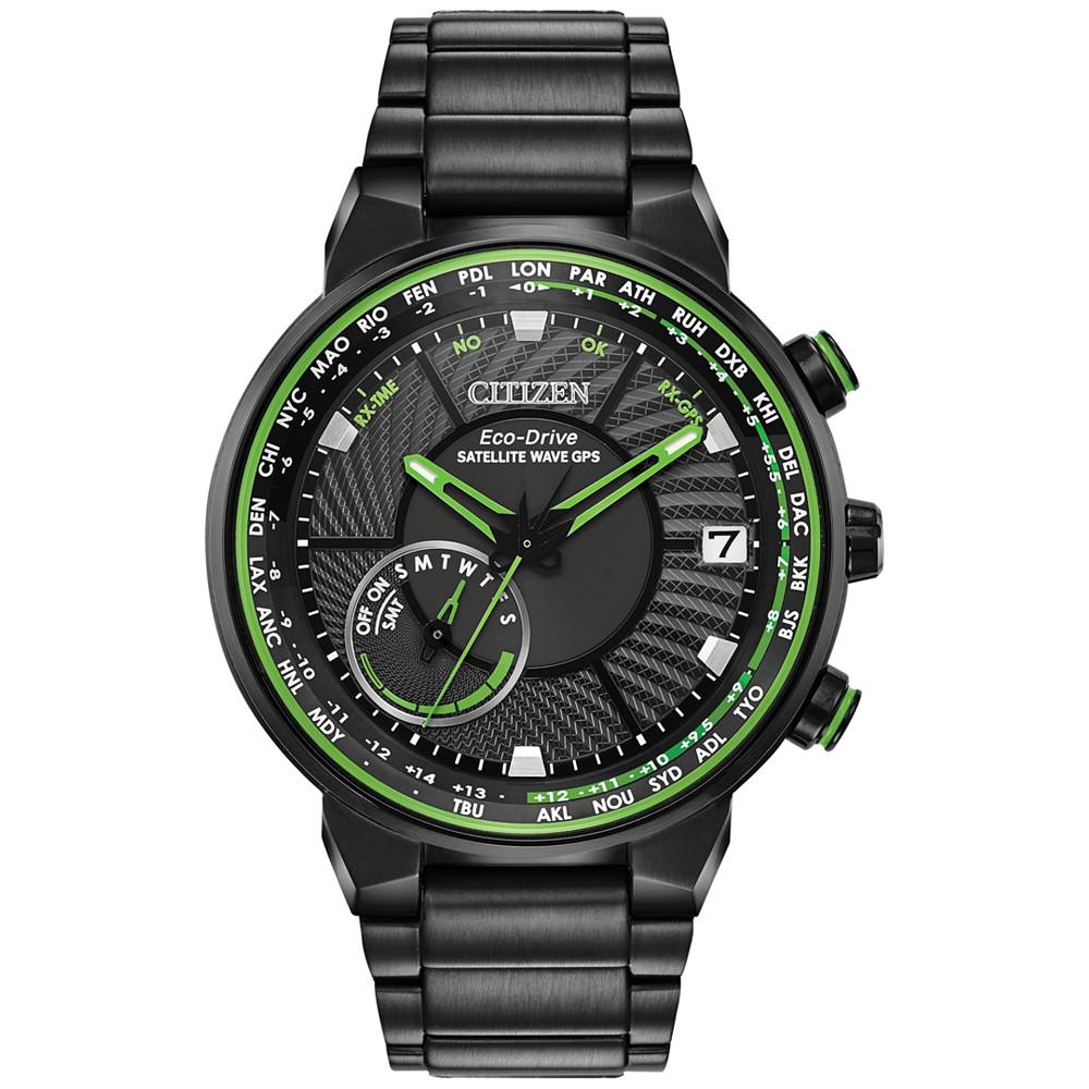 Eco-Drive Men's Satellite Wave GPS Black-Tone Stainless Steel Bracelet Watch 44mm商品第1张图片规格展示