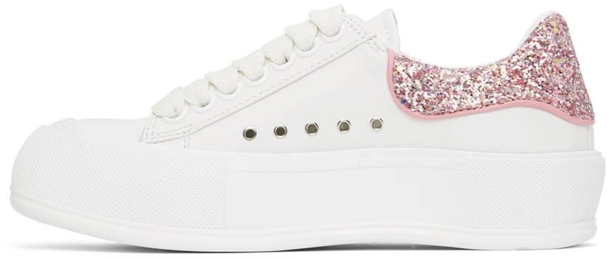 商品Alexander McQueen|White & Pink Deck Lace-Up Plimsoll Sneakers,价格¥1336,第3张图片详细描述