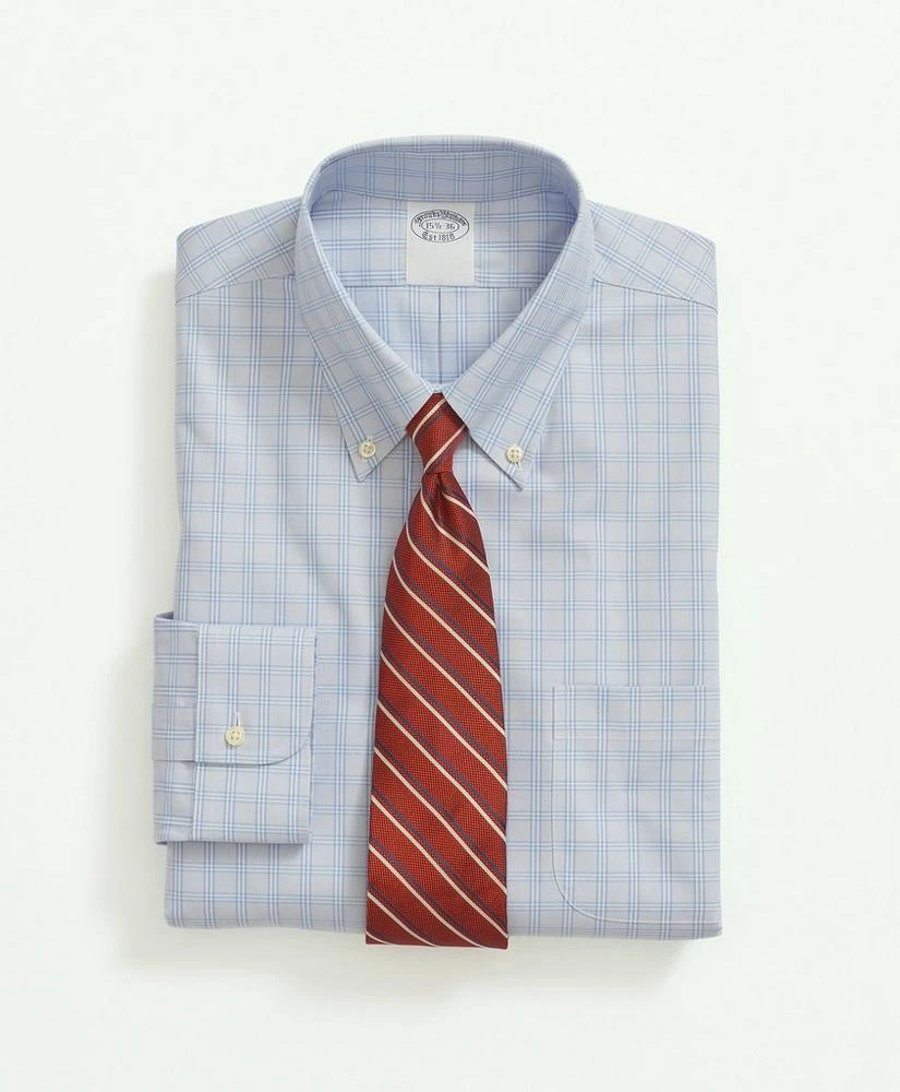 商品Brooks Brothers|Stretch Supima® Cotton Non-Iron Pinpoint Oxford Button-Down Collar, BB#1 Check Dress Shirt,价格¥479,第1张图片