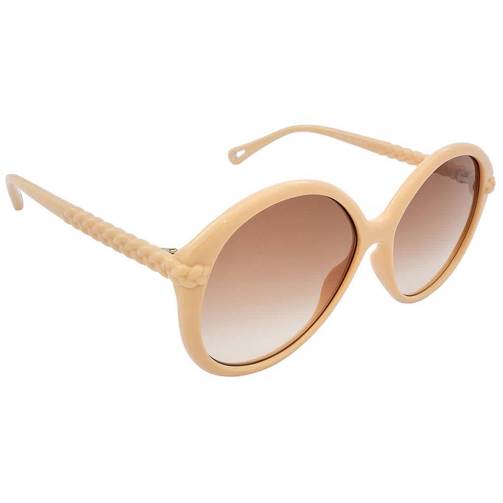商品Chloé|Chloe Brown Round Ladies Sunglasses CH0002S 002 58,价格¥1001,第1张图片