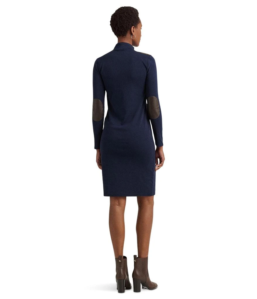 商品Ralph Lauren|Petite Faux Leather-Trim Stretch-Cotton Dress,价格¥1079,第2张图片详细描述