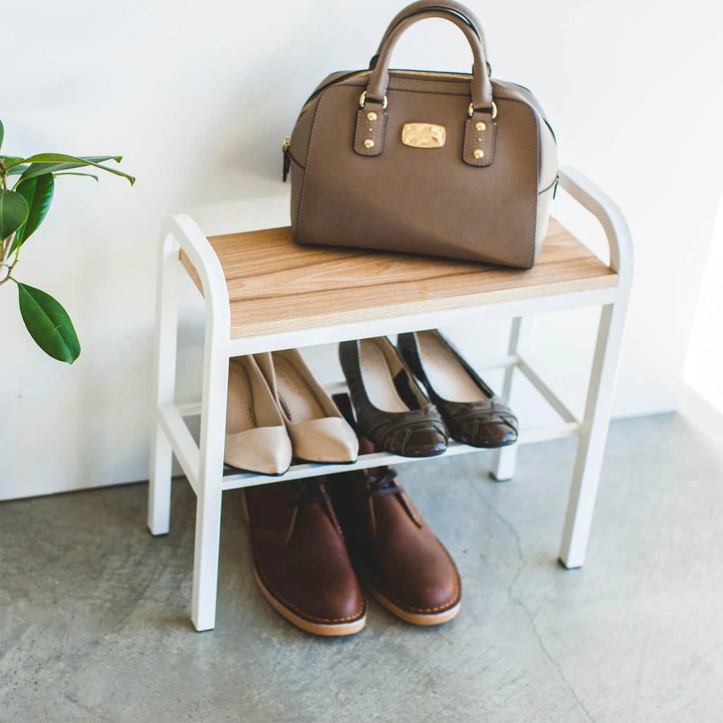 商品Yamazaki|Yamazaki Tower Shoe Rack with Wooden Board - White,价格¥301,第3张图片详细描述