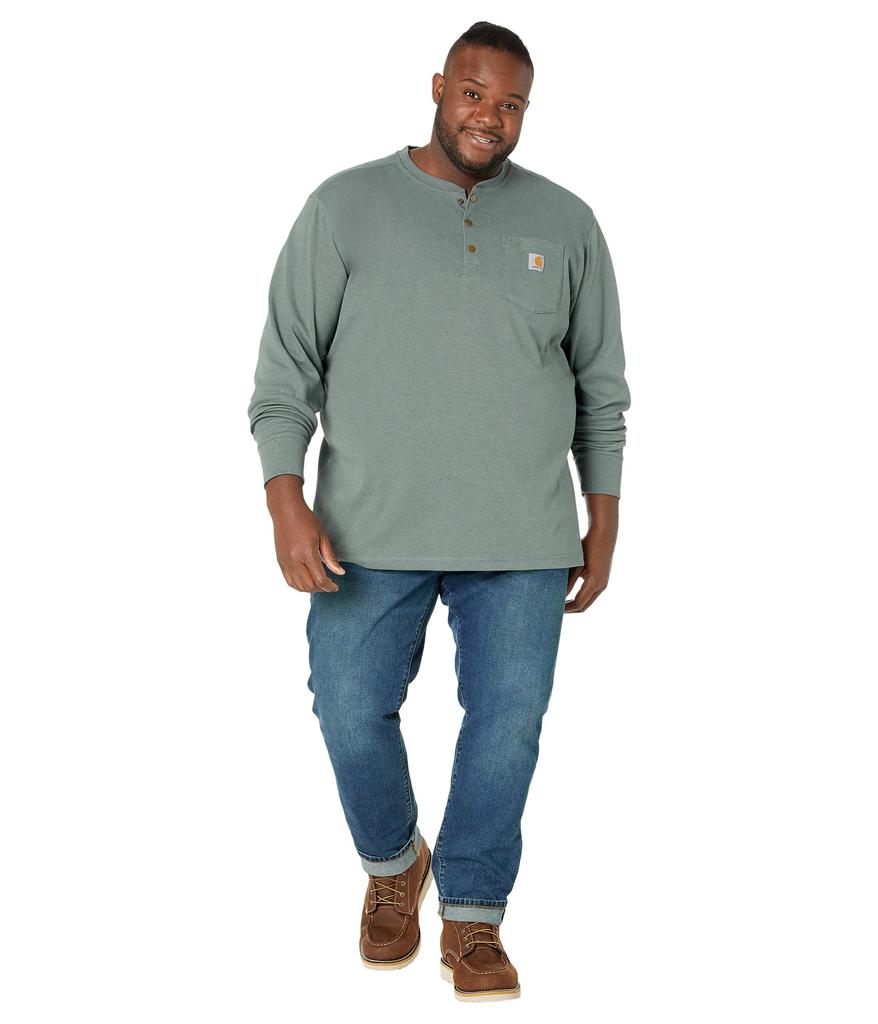 Big & Tall Relaxed Fit Heavyweight Long Sleeve Henley Pocket Thermal Shirt商品第4张图片规格展示