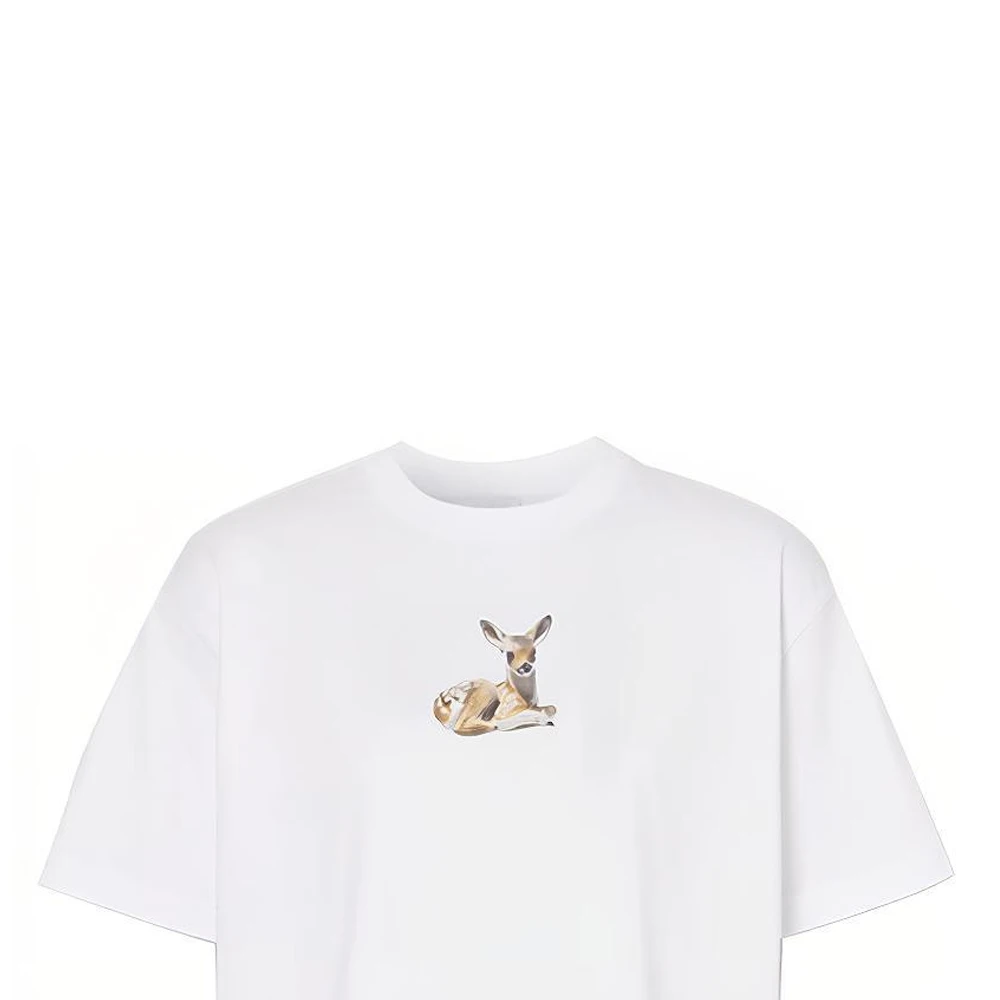 商品[国内直发] Burberry|博柏利  小鹿印花棉质短袖 落肩袖T恤 女款 白色,价格¥2486,第6张图片详细描述