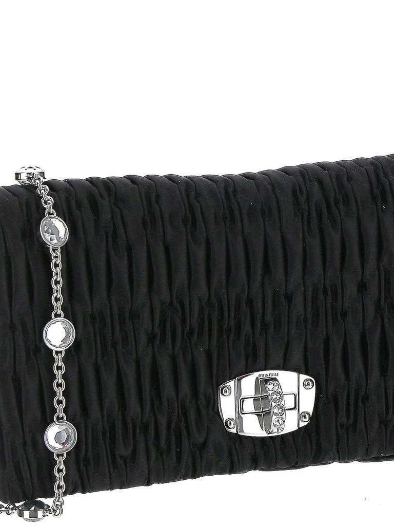 商品Miu Miu|Black Matelassé And Rhinestones Mini Bag,价格¥13066,第4张图片详细描述