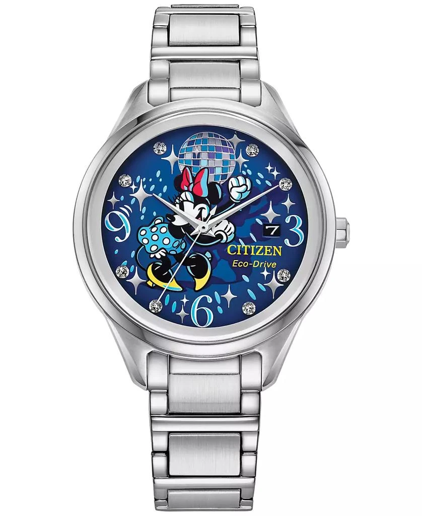 商品Citizen|Eco-Drive Women's Disney Disco Minnie Mouse Stainless Steel Bracelet Watch 37mm,价格¥2146,第1张图片