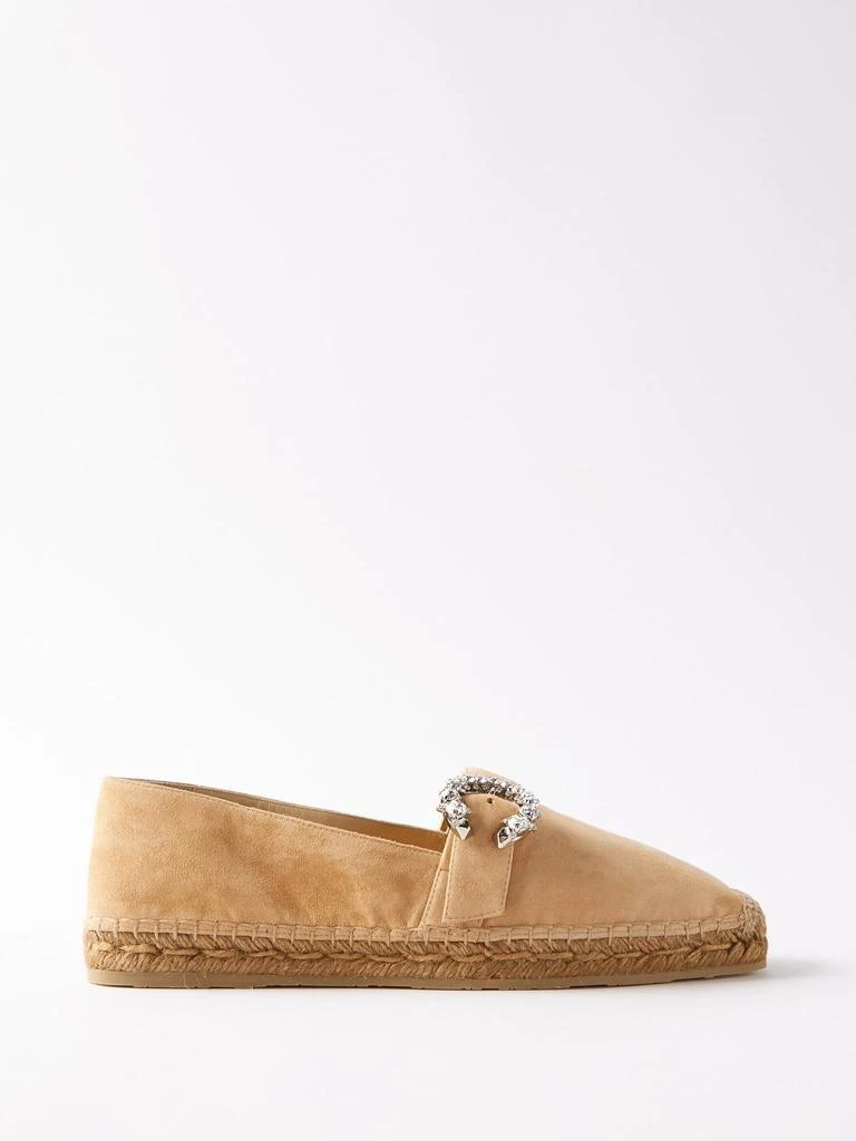 商品Jimmy Choo|Dru crystal-embellished suede espadrilles,价格¥2225,第1张图片