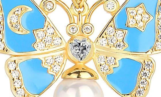 商品Gabi Rielle|14k Gold Plate Sterling Silver Imitation Pearl Butterfly Pendant Necklace,价格¥450,第2张图片详细描述