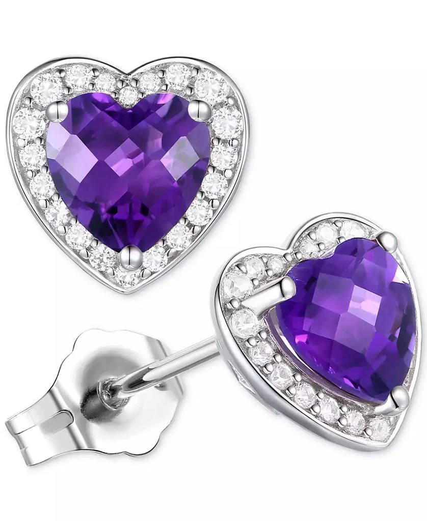 商品Macy's|3-Pc. Set Garnet: (4 ct. t.w.) & Lab-Grown White Sapphire (3/4 ct. t.w.)Amethyst (3-1/3 ct. t.w.) Heart Pendant Necklace, Ring, & Stud Earrings in Sterling Silver (Also in Additional Gemstones),价格¥782,第4张图片详细描述
