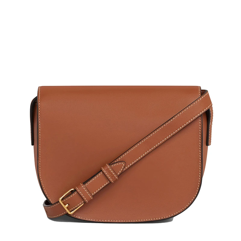 CELINE/赛琳   CUIR TRIOMPHE系列 女士棕褐色光滑小牛皮凯旋印花斜挎单肩Folco马鞍包 商品