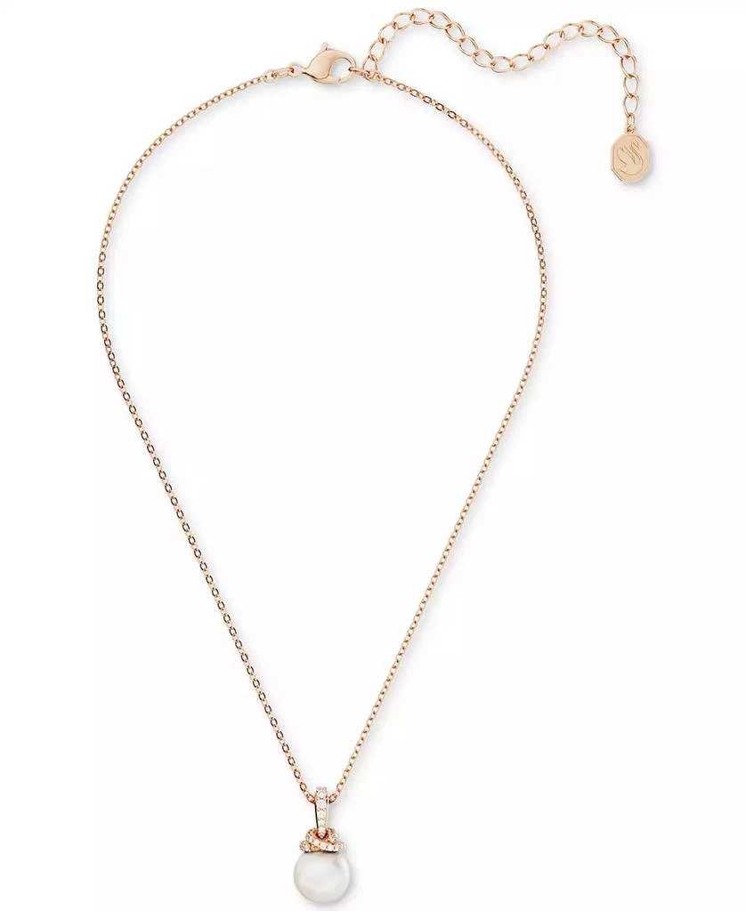 商品Swarovski|Rose Gold-Tone Pavé & Imitation Pearl Pendant Necklace, 15" + 2" extender,价格¥697,第2张图片详细描述