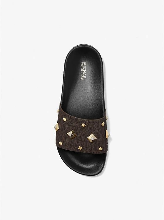商品Michael Kors|Gilmore Studded Logo Slide Sandal,价格¥220,第3张图片详细描述