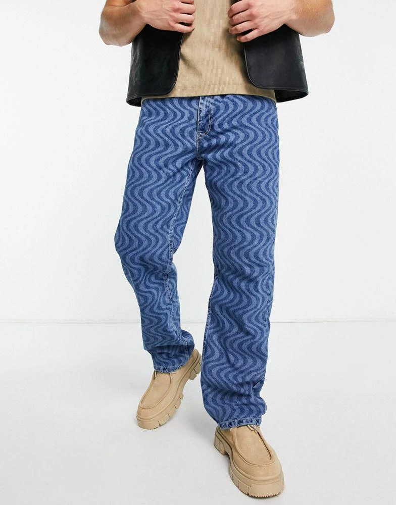商品The Ragged Priest|The Ragged Priest downhill wiggle print jeans in blue,价格¥422,第1张图片