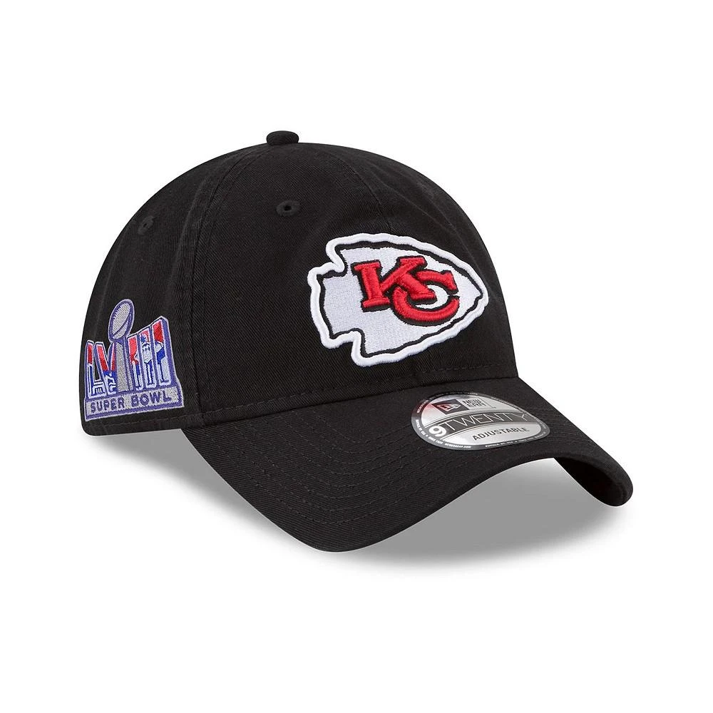 商品New Era|Men's Black Kansas City Chiefs Super Bowl LVIII Side Patch 9TWENTY Adjustable Hat,价格¥224,第1张图片