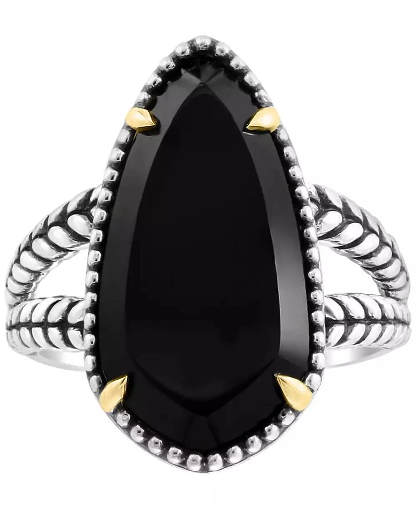 商品Effy|EFFY® Onyx Elongated Teardrop Statement Ring in Sterling Silver & 18k Gold,价格¥701,第5张图片详细描述