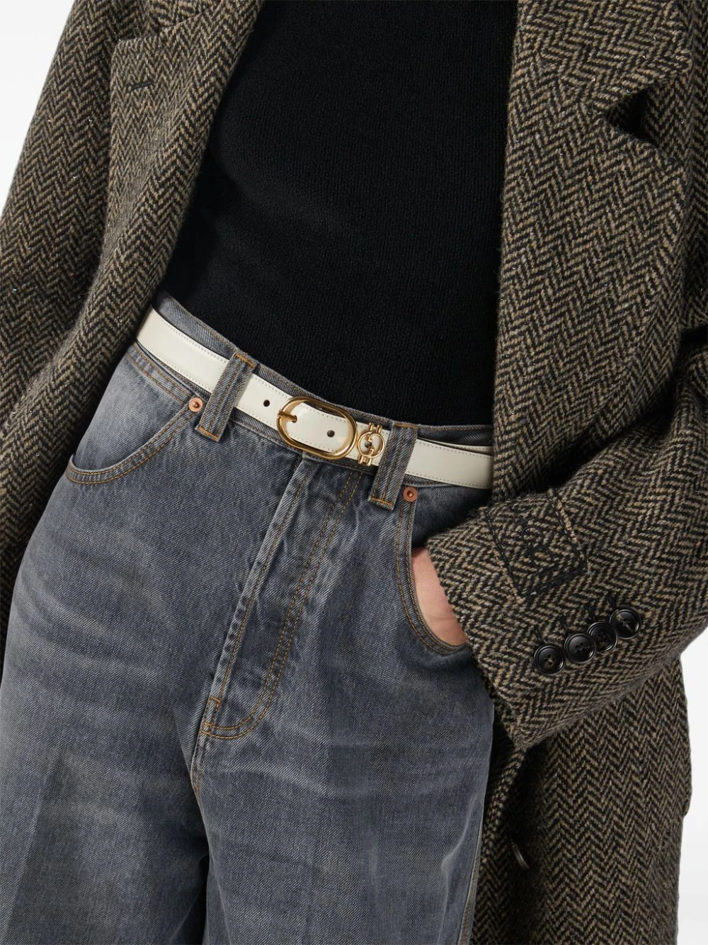 商品Gucci|Gucci 女士腰带 7601640YA0G9022 白色,价格¥3084,第5张图片详细描述