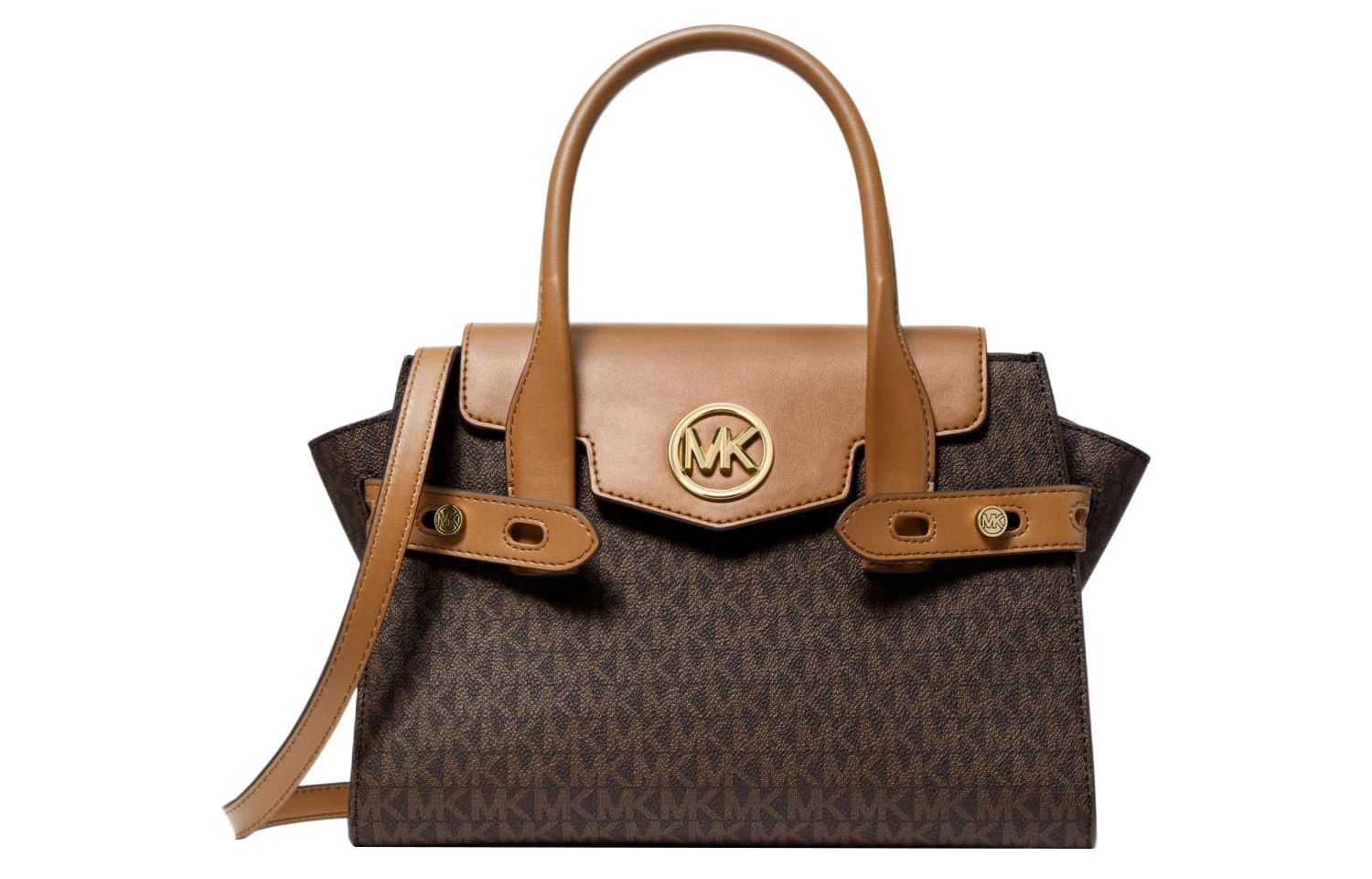 商品[国内直发] Michael Kors|迈克高仕 MK Carmen 通勤时尚经典老花满印拼色 帆布 手提单肩斜挎包 女款 棕拼色,价格¥1670,第1张图片