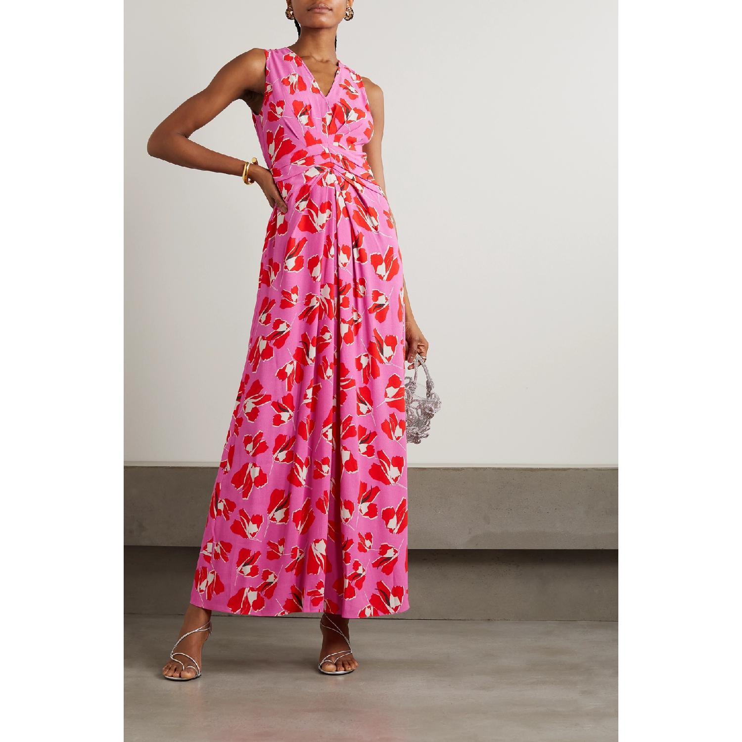 包邮包税【预售7天发货】 DIANE VON FURSTENBERG 23秋冬 女士 连衣裙 Ace 花卉印花绉纱超长连衣裙 1647597309096825 DVFDS2R011PTLPM 商品第3张图片规格展示