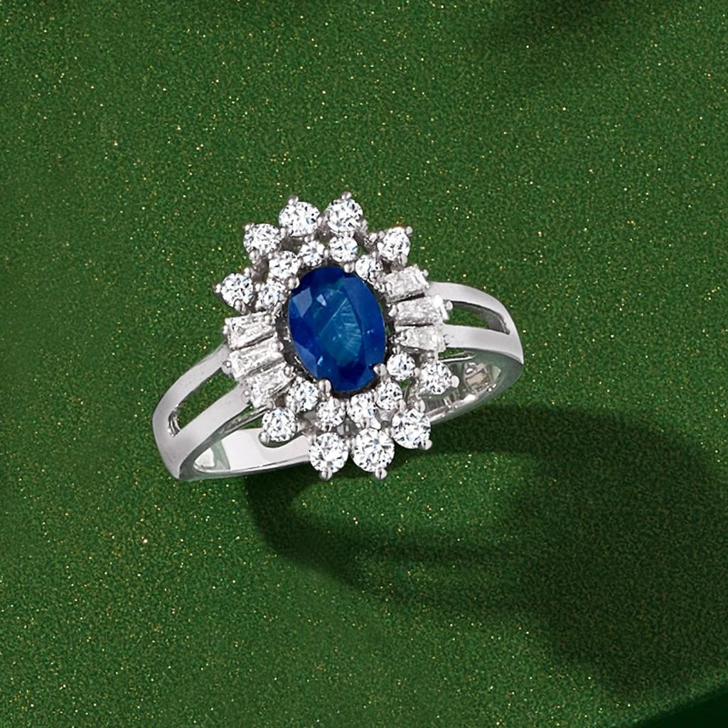 商品Ross-Simons|Sapphire and . Diamond Ring in 14kt White Gold,价格¥9472,第4张图片详细描述