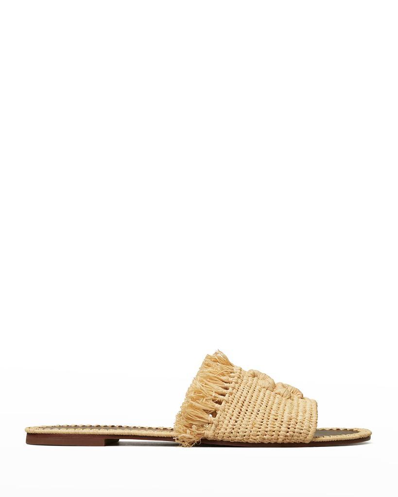 商品Tory Burch|Eleanor Raffia Double T Slide Sandals,价格¥2411,第1张图片