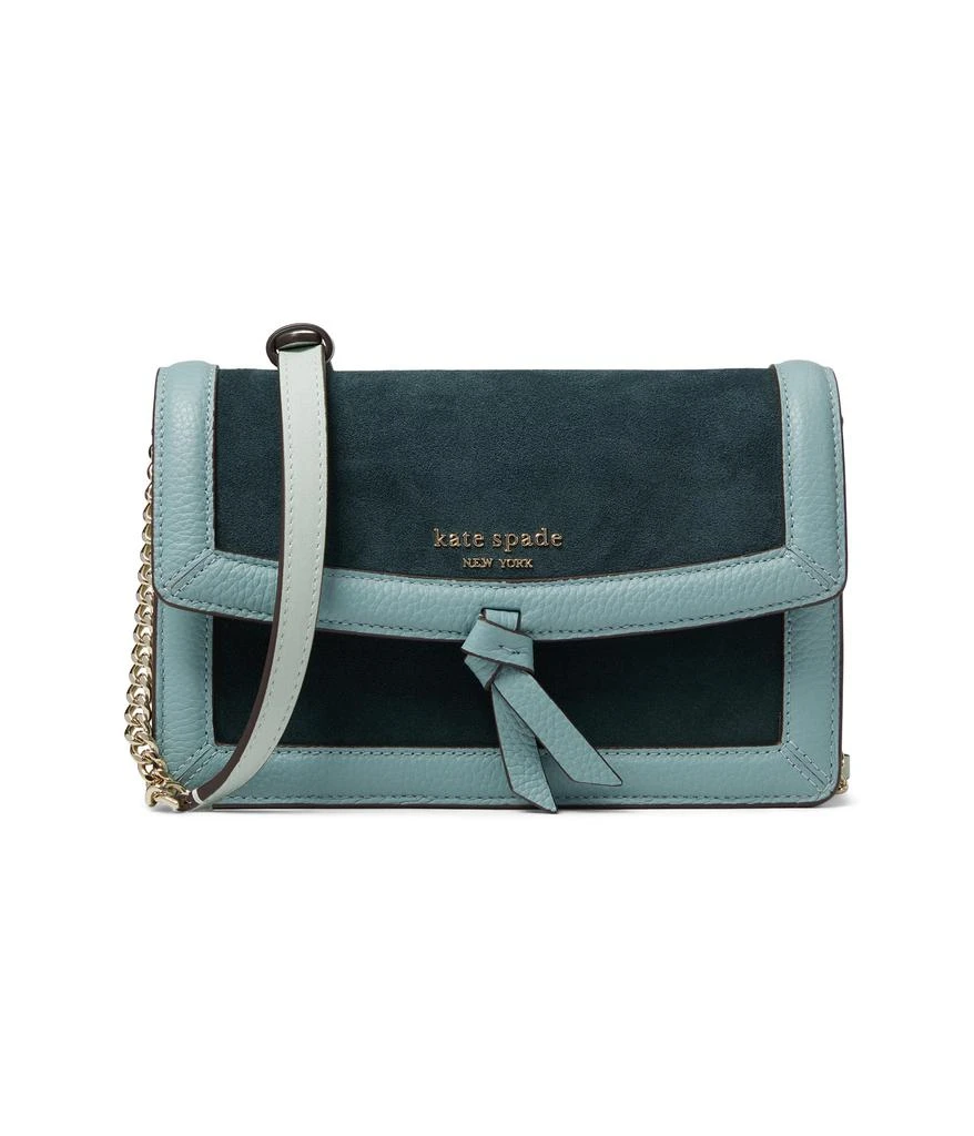 商品Kate Spade|Knott Color-Blocked Pebbled Leather and Suede Leather Flap Crossbody,价格¥1968,第1张图片