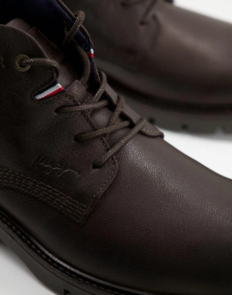 商品Tommy Hilfiger|Tommy Hilfiger chunky leather boots in brown,价格¥1127,第4张图片详细描述