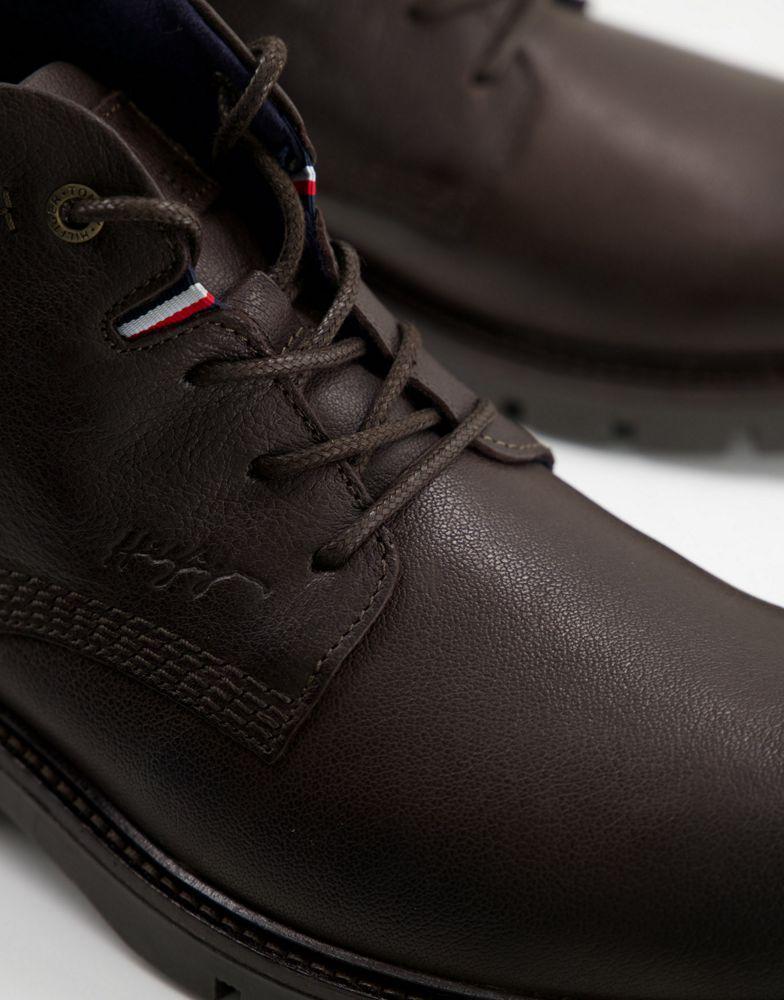商品Tommy Hilfiger|Tommy Hilfiger chunky leather boots in brown,价格¥1139,第6张图片详细描述