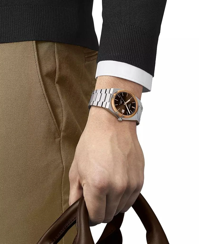 商品Tissot|Men's PRX Powermatic 80 Automatic 18K Gold Stainless Steel Bracelet Watch 40mm,价格¥17720,第5张图片详细描述