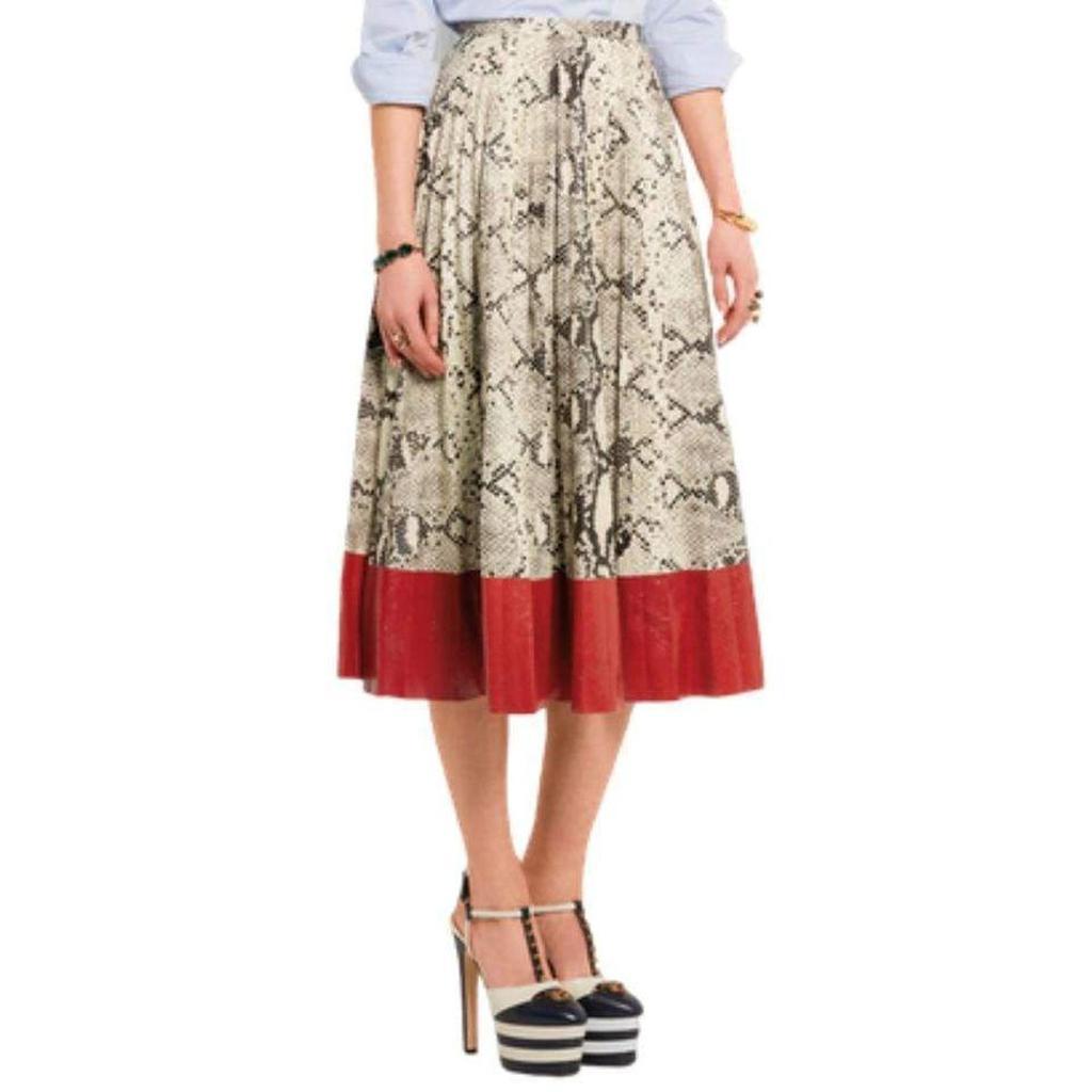 商品Gucci|Pleated Snake-Effect Leather Skirt,价格¥18511,第5张图片详细描述