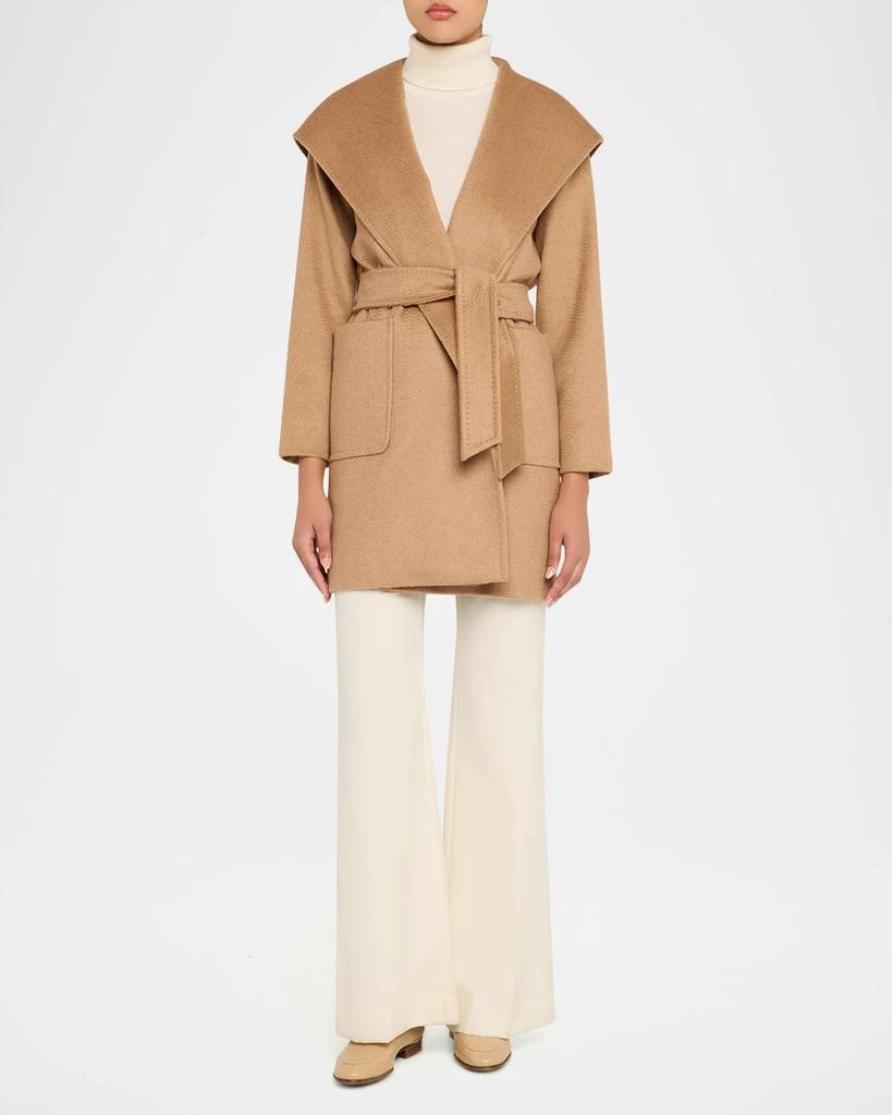 商品Max Mara|Rialto Camel Hair Belted Short Hooded Coat,价格¥27620,第2张图片详细描述