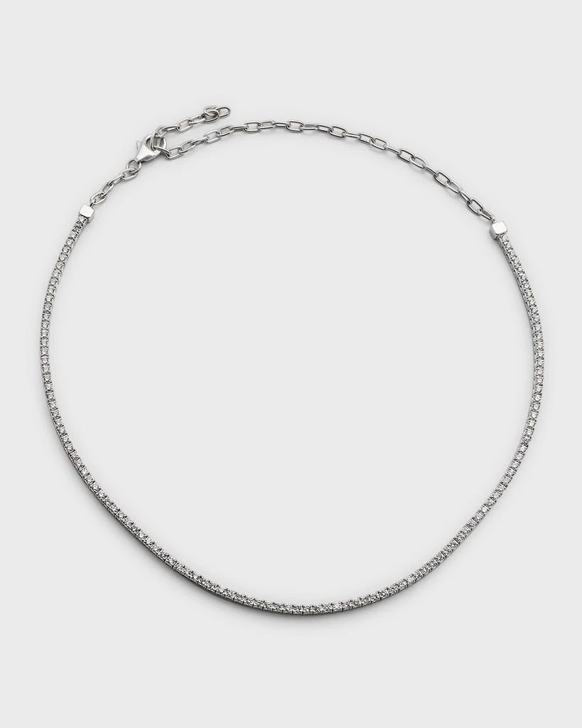 商品Neiman Marcus Diamonds|18K White Gold Half-Diamond Half-Chain Necklace, 16"L, 2.85tcw,价格¥74116,第1张图片