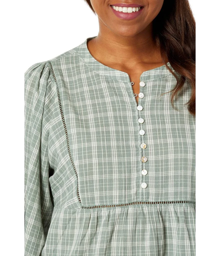 商品Madewell|Plaid Bubble-Sleeve Peplum Top,价格¥326,第3张图片详细描述