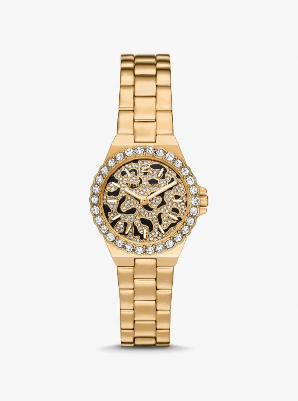 商品Michael Kors|Mini Lennox Animal Pavé Gold-Tone Watch,价格¥1188,第1张图片