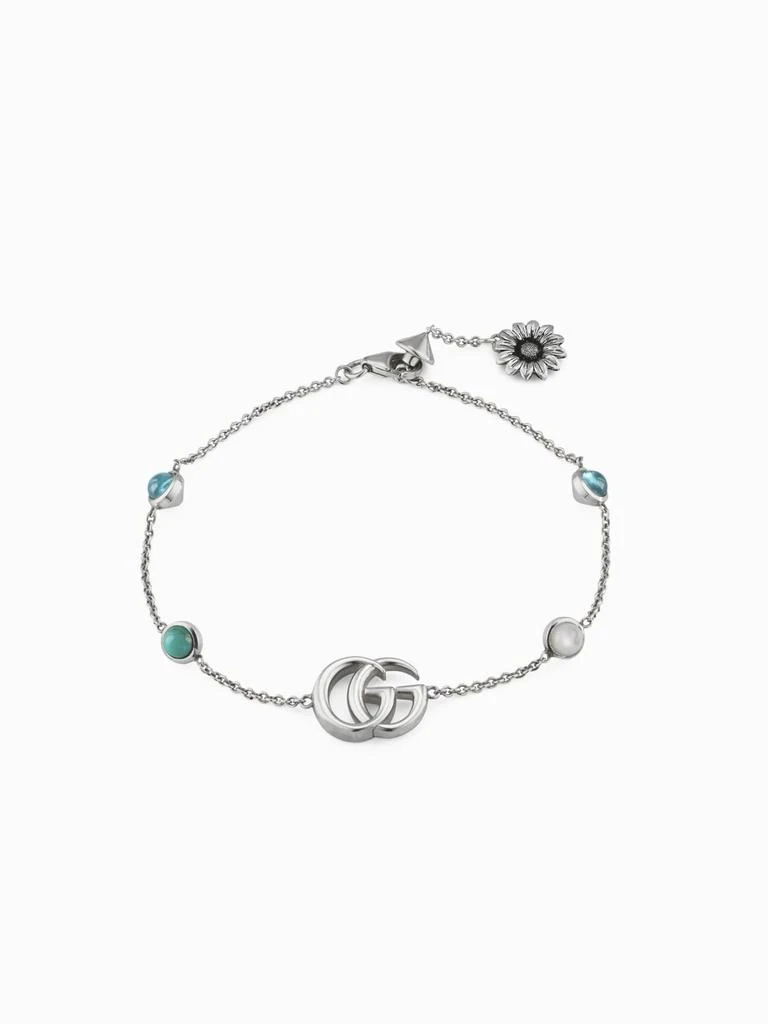 商品Gucci|Gucci GG Marmont bracelet in silver with blue monogram and mother-of-pearl,价格¥3094,第1张图片