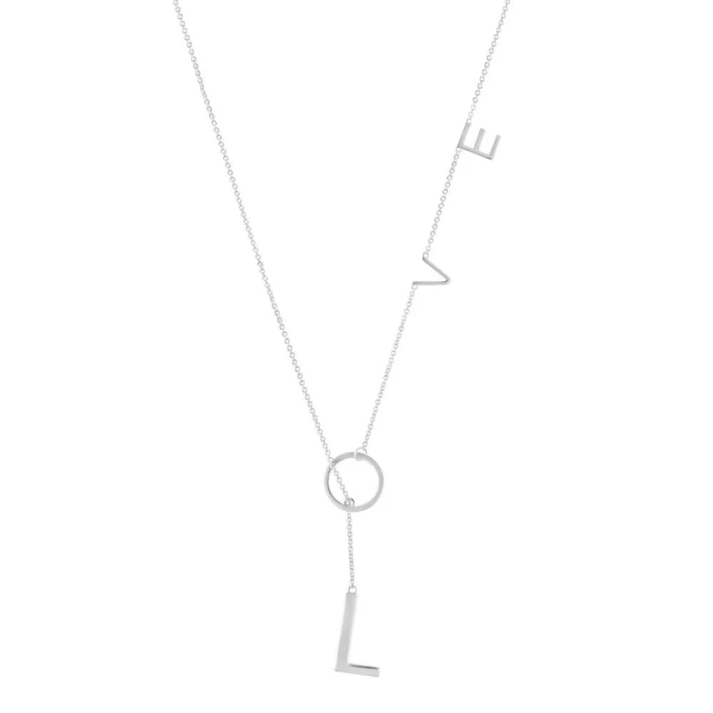 商品Pompeii3|Love Lariat Necklace 18k White Gold Plated 21",价格¥1335,第1张图片