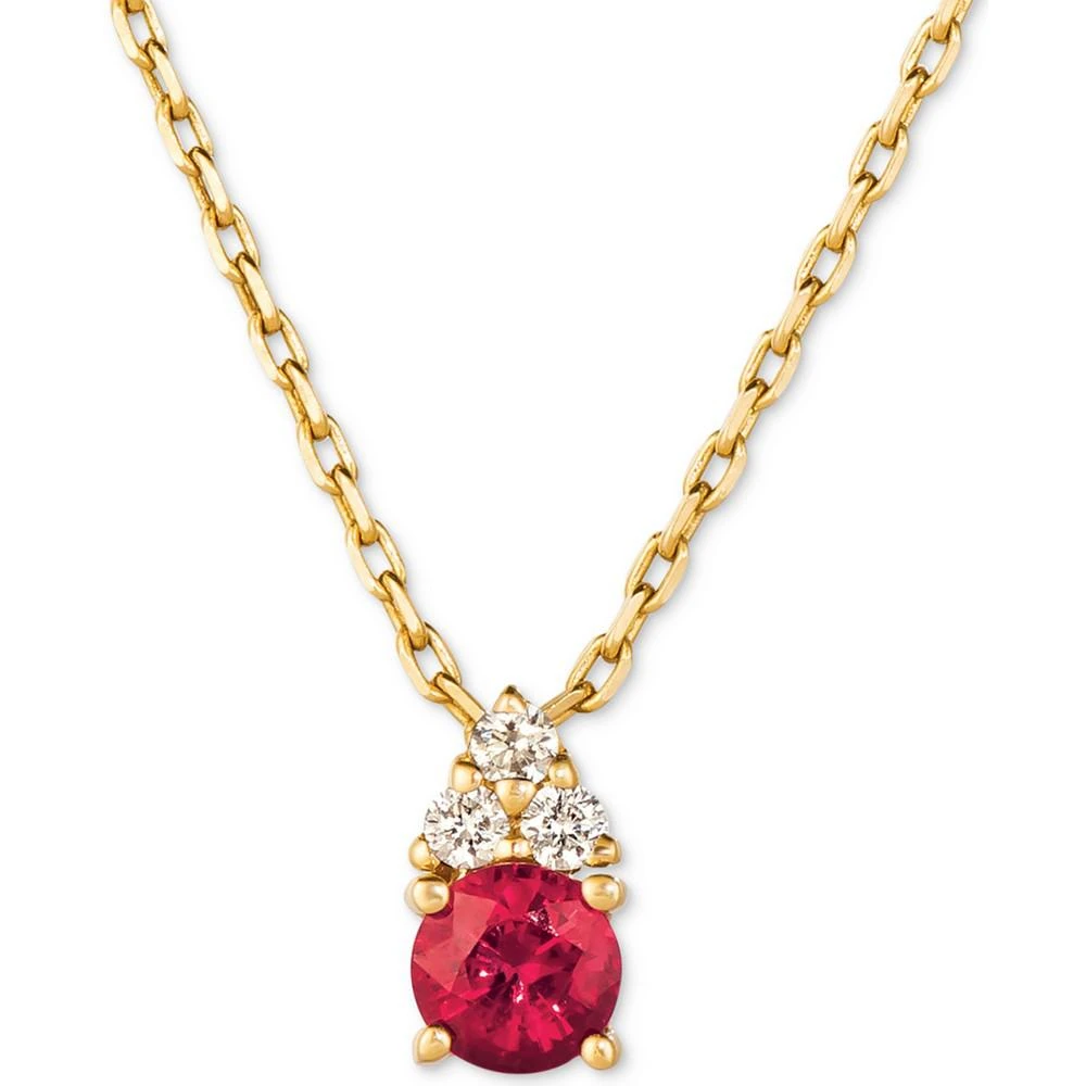 商品Macy's|Ruby (3/8 ct. t.w.) & Diamond (1/20 ct. t.w.) 16" Pendant Necklace in 14k Gold,价格¥5737,第1张图片