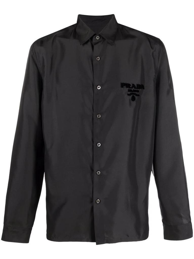 商品Prada|PRADA embroidered-logo silk shirt,价格¥6218,第1张图片