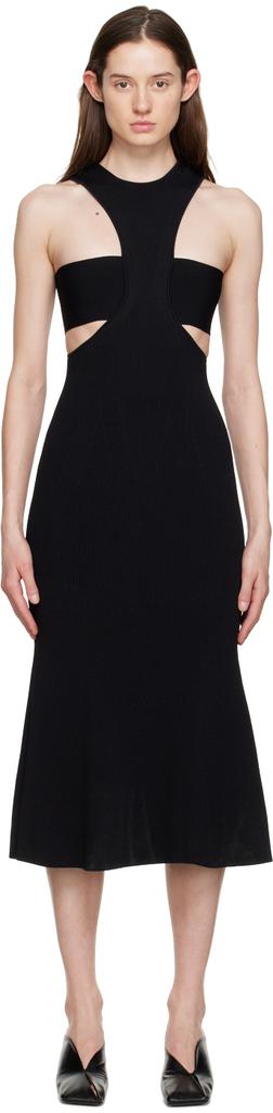 Black Slashed Harness Midi Dress商品第1张图片规格展示
