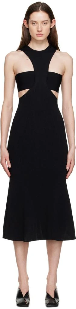 商品Alexander McQueen|Black Slashed Harness Midi Dress,价格¥6580,第1张图片