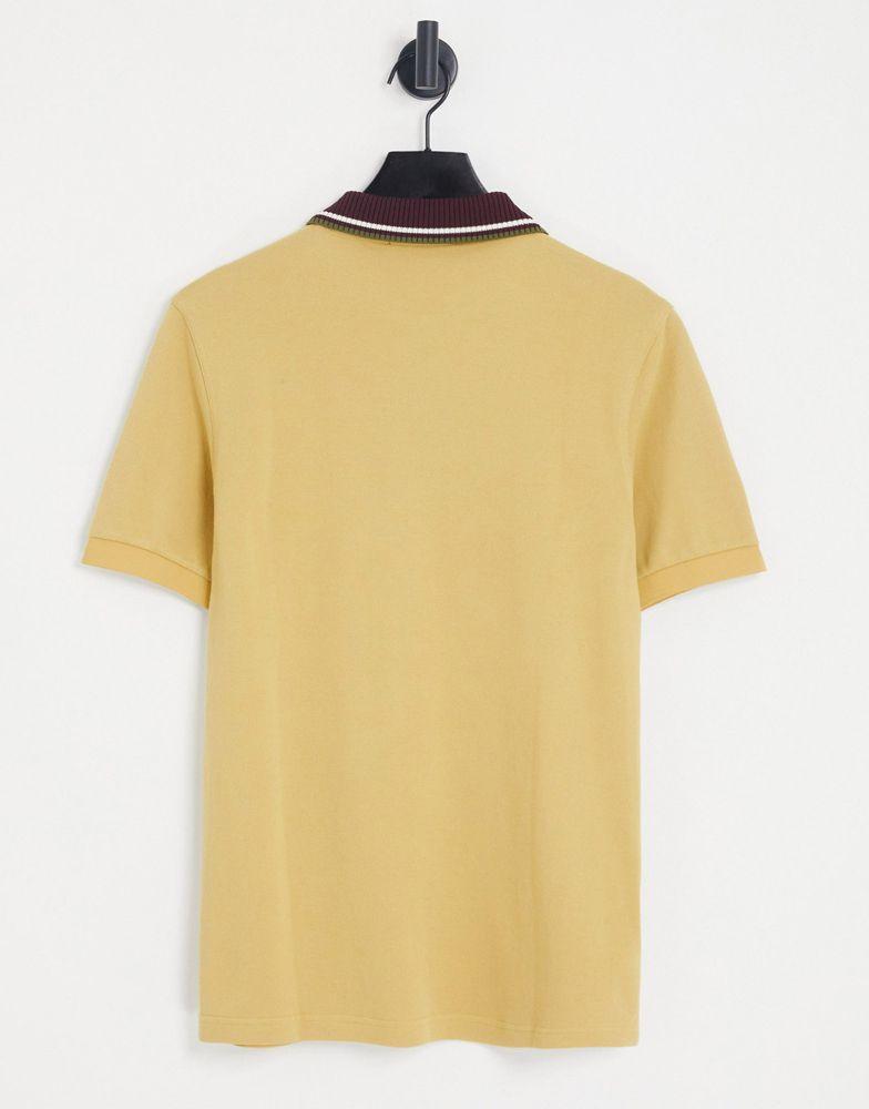 商品Fred Perry|Fred Perry knitted collar polo shirt in beige,价格¥686,第4张图片详细描述