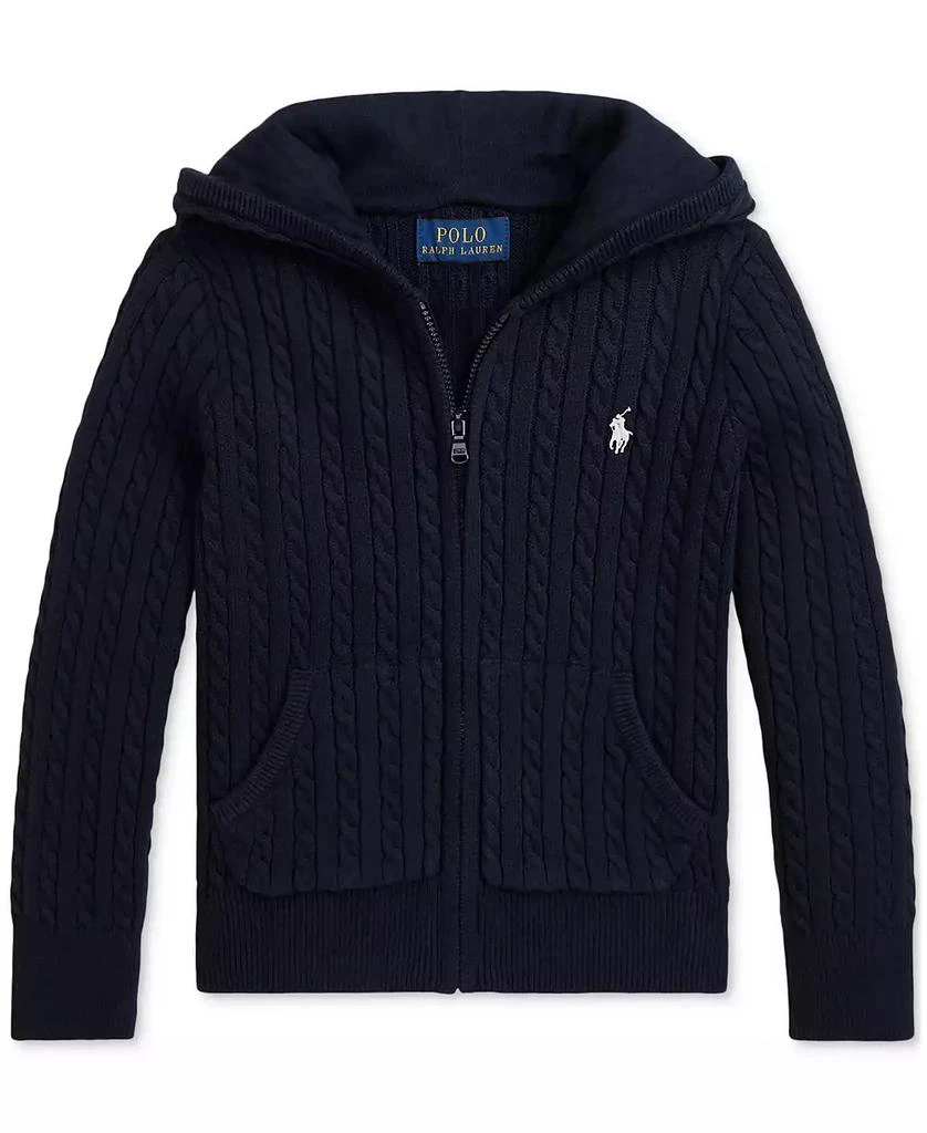 商品Ralph Lauren|Toddler & Little Girls Mini-Cable Cotton Full-Zip Hoodie,价格¥330,第4张图片详细描述