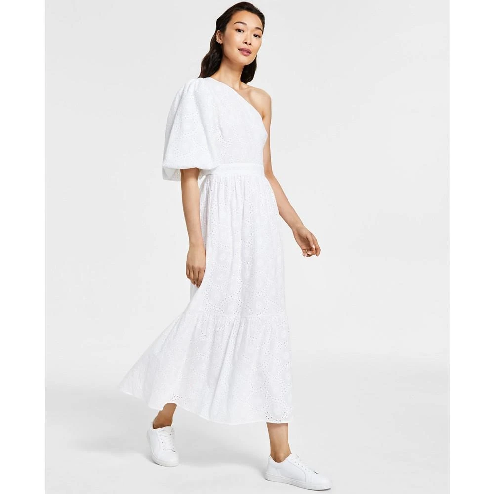 商品RACHEL Rachel Roy|Women's Cotton Eyelet One-Shoulder Maxi Dress,价格¥476,第3张图片详细描述