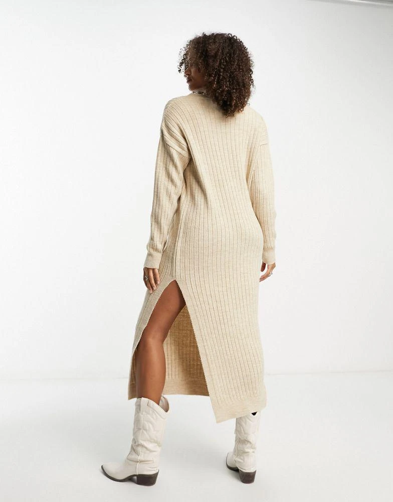 商品ASOS|ASOS DESIGN Tall knitted maxi jumper dress with v neck in oatmeal,价格¥191,第2张图片详细描述