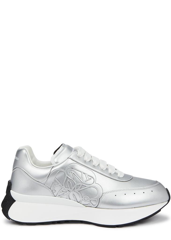 Alexander McQueen | Sprint Runner metallic leather sneakers 2121.28元 商品图片
