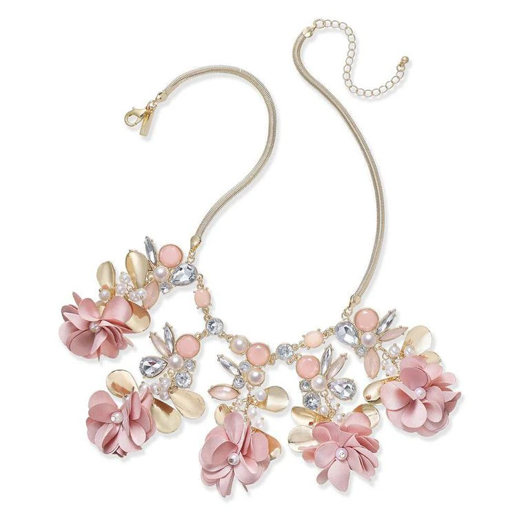 商品INC International|I.N.C. Gold-Tone Flower, Stone & Crystal Statement Necklace, 15" + 3" extender, Created for Macy's,价格¥100,第1张图片