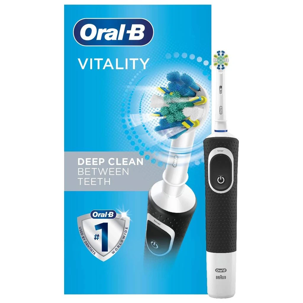 商品Oral-B|Oral-B Vitality FlossAction Electric Toothbrush with Replacement Brush Head, Black,价格¥292,第1张图片