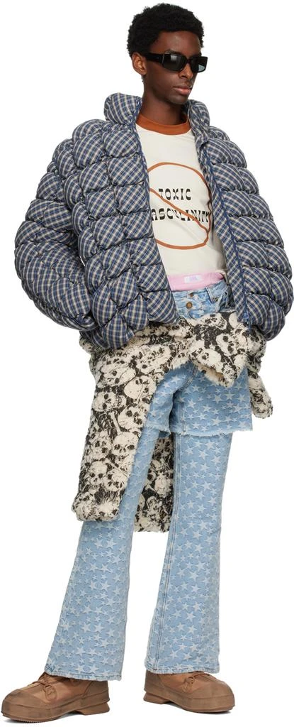 商品ERL|Blue & Beige Plaid Biscuit Down Coat,价格¥6851,第4张图片详细描述