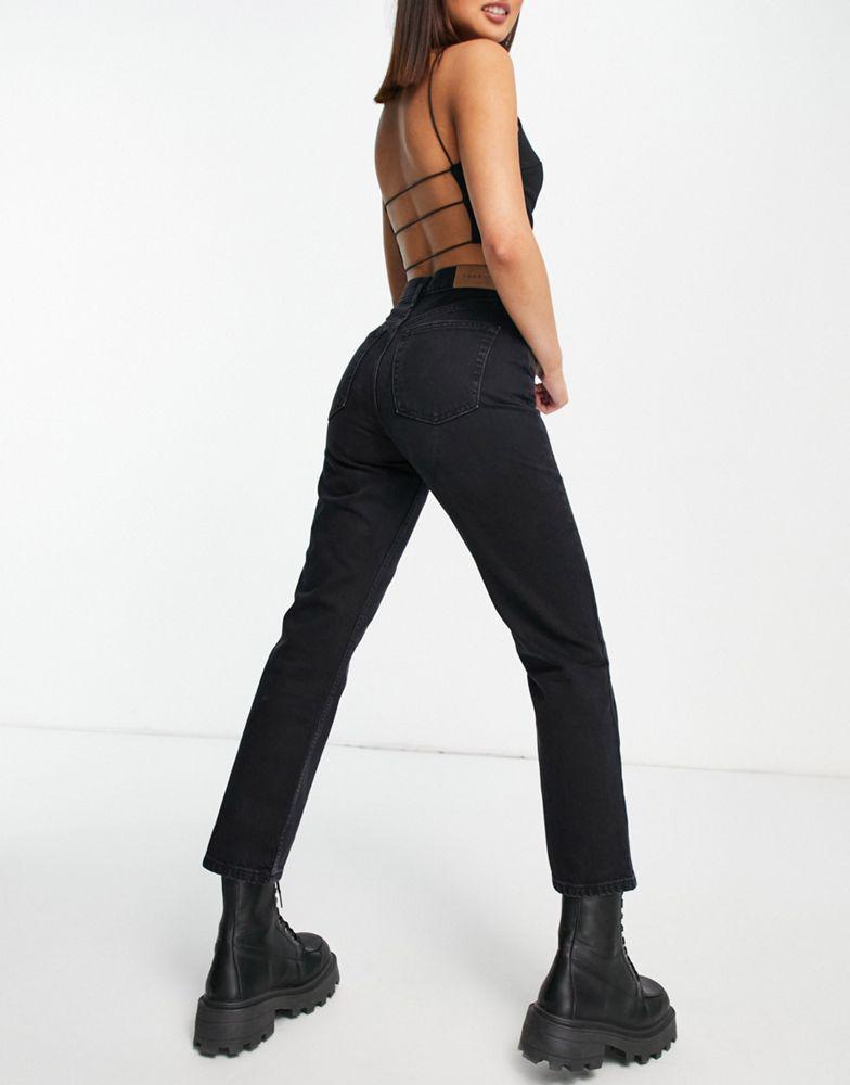 Topshop editor straight leg jeans in washed black商品第4张图片规格展示