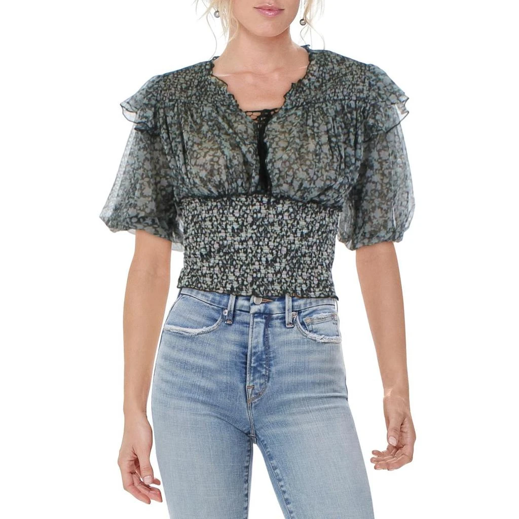 商品Free People|Free People Womens Beatrice Smocked Floral Pullover Top,价格¥115,第1张图片